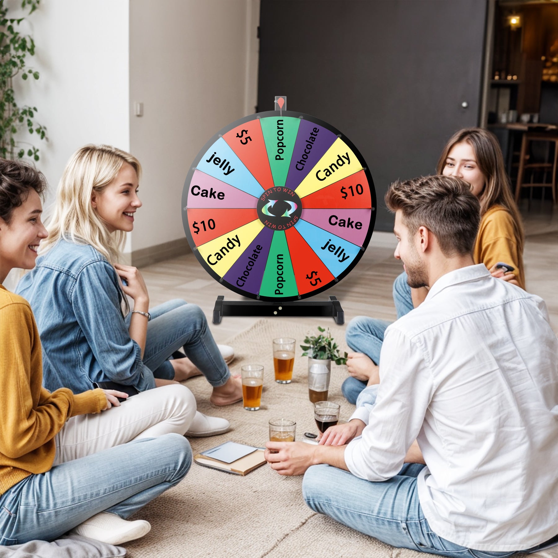 ZENY 24" Round Tabletop Color Spinning Prize Wheel  Casino Prize Wheels