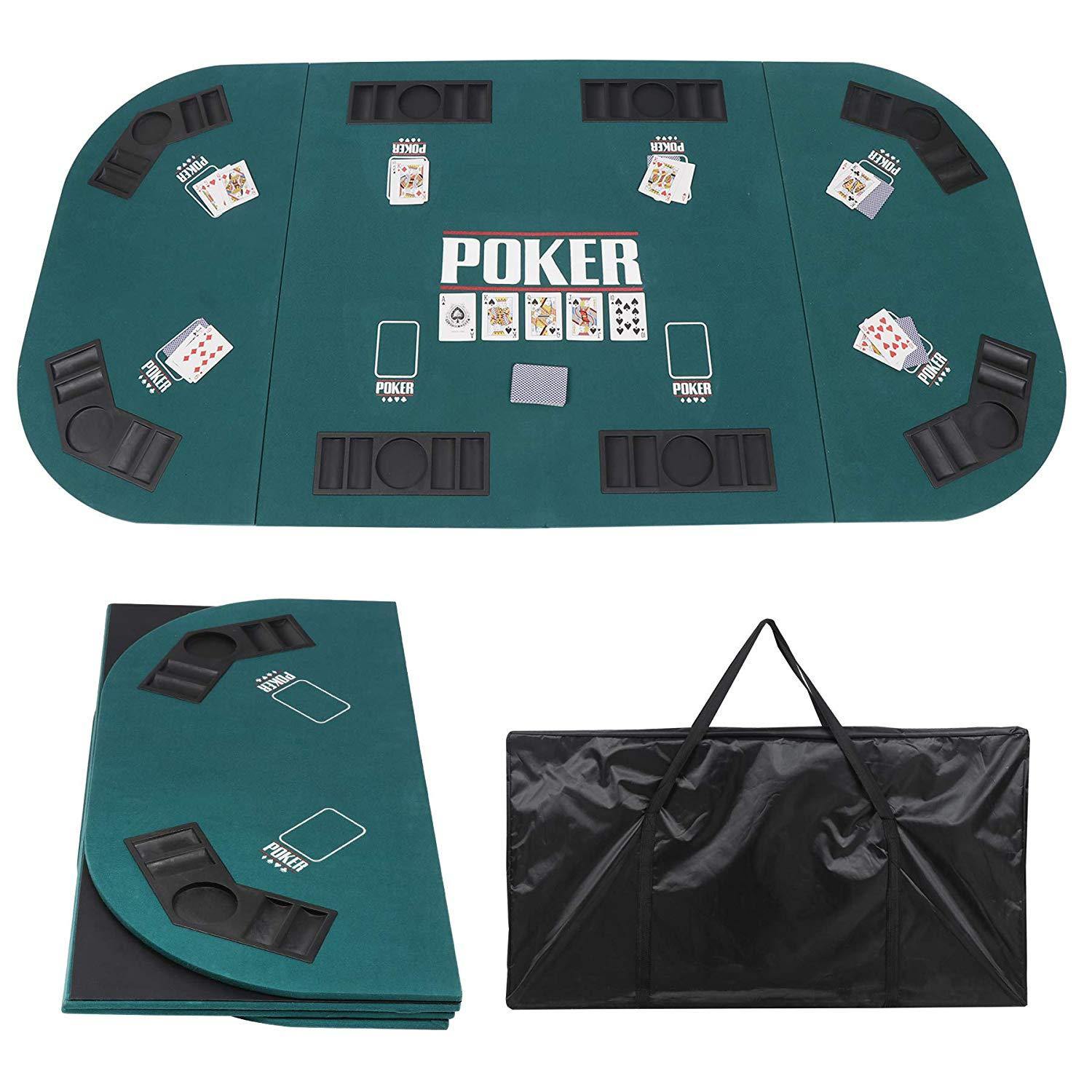 ZENY 8 Player Folding Poker Game Table Top 71x35 Oval Padded Texas Poker Card Mat Tabletop