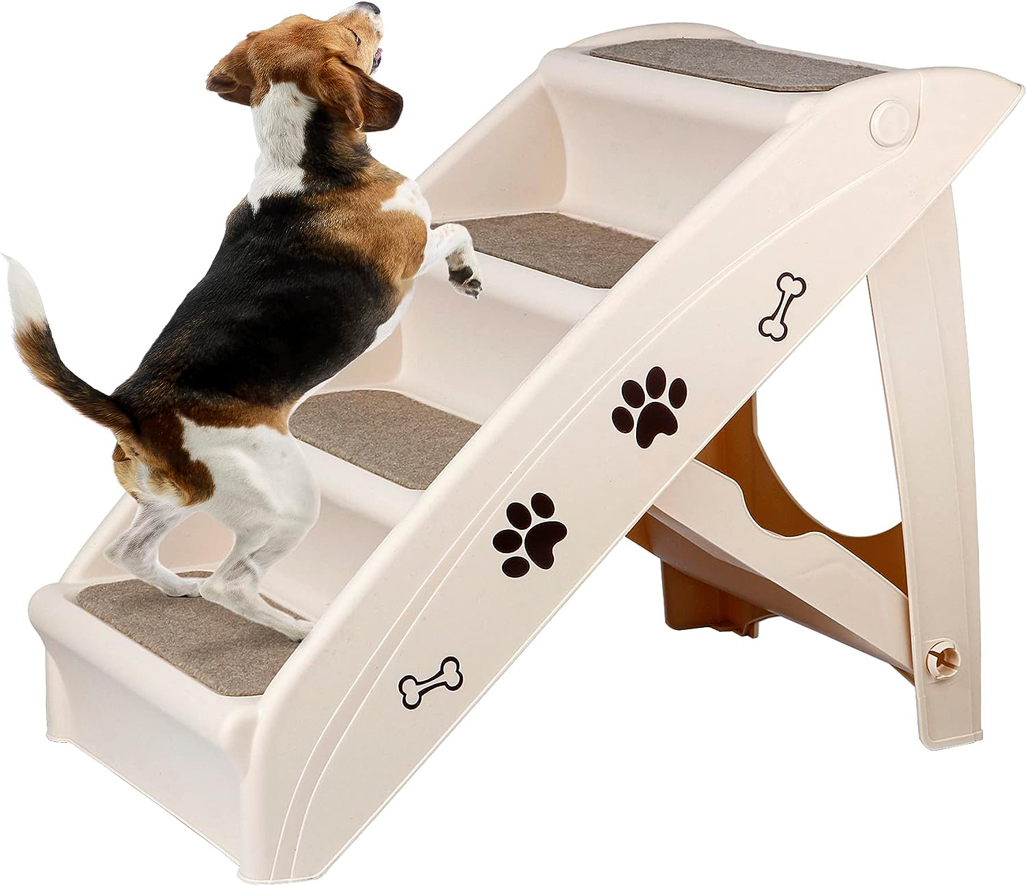ZENY Pet Stair - Nonslip Carpeted Dog Steps with 4-Step,for Puppies, Kittens