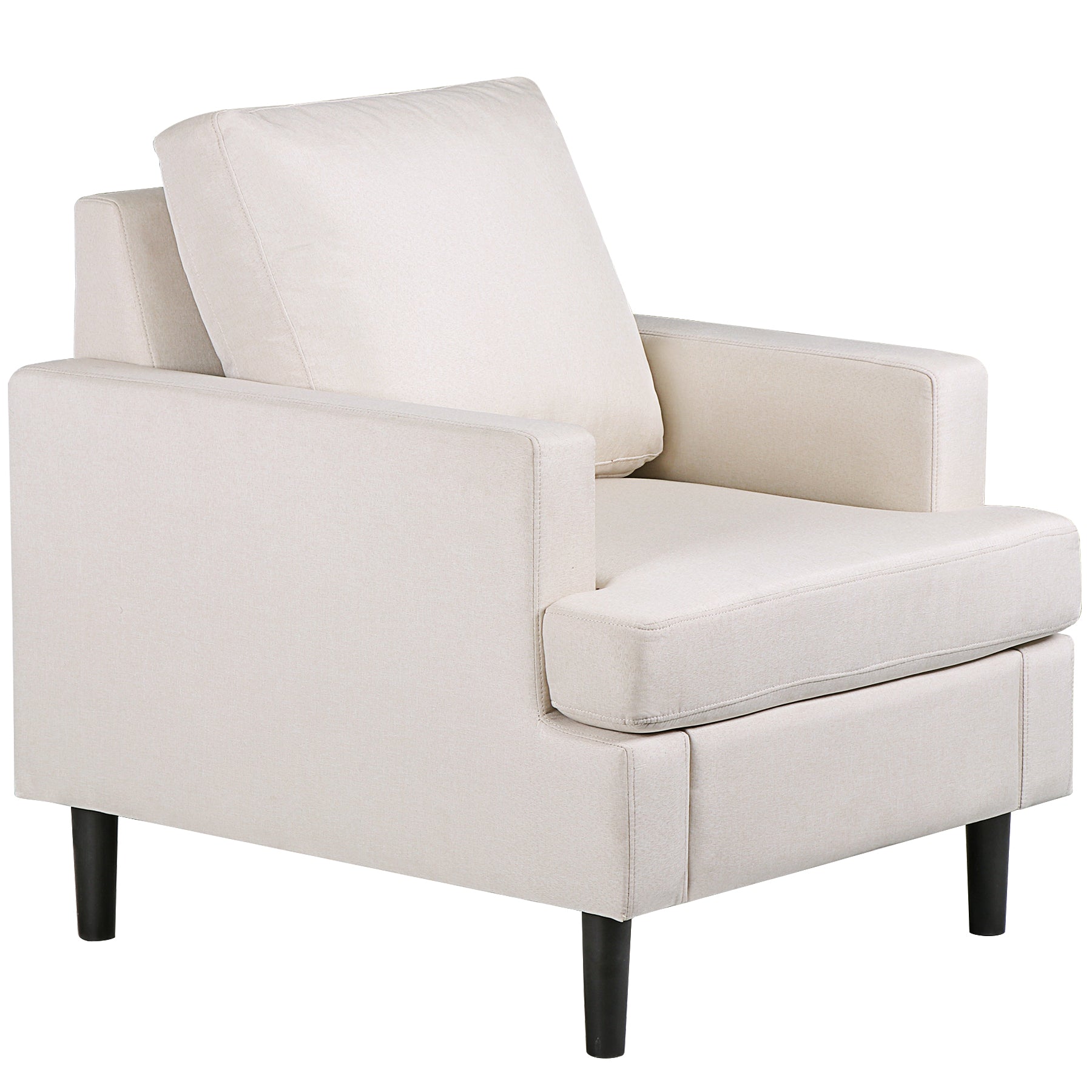 ZENY Mid Century Modern Armchair, Accent Chair for Living Room Upholstered Fabric Sofa with Sturdy Wood Legs and Back for Living Room, Bedroom, Office