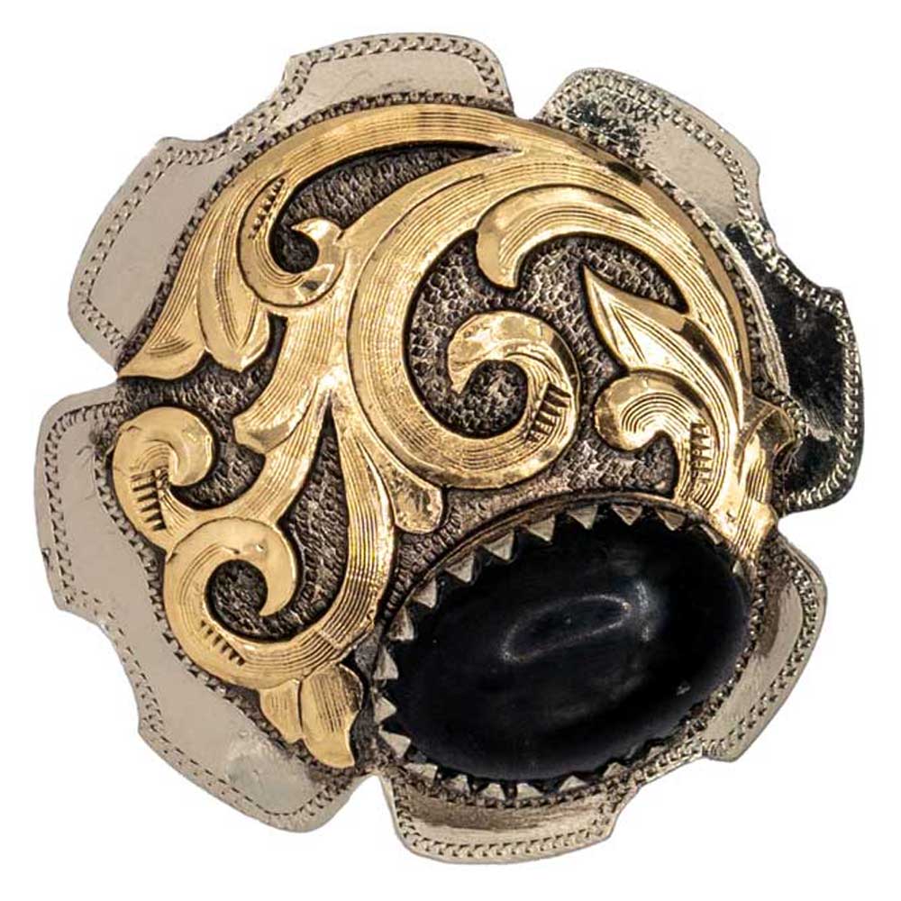 Gold Scroll w/Black Stone Screw Back Concho