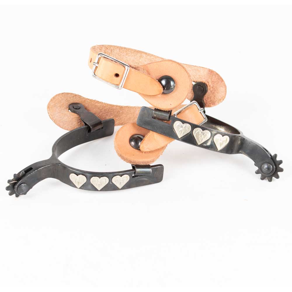 Formay Black Satin Youth Heart Spurs with Straps