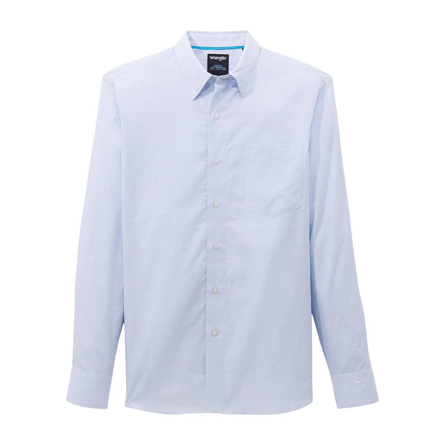 Wrangler Men's Cody Johnson Blue Broken Stripe Button Down Shirt