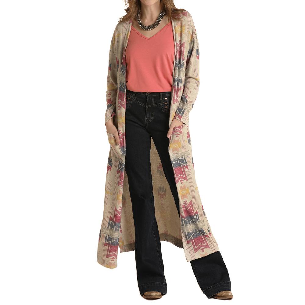 Panhandle Women's Aztec Print Sweater Duster