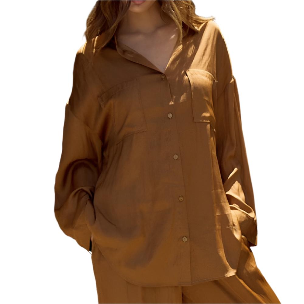Satin Oversize Button Up Shirt