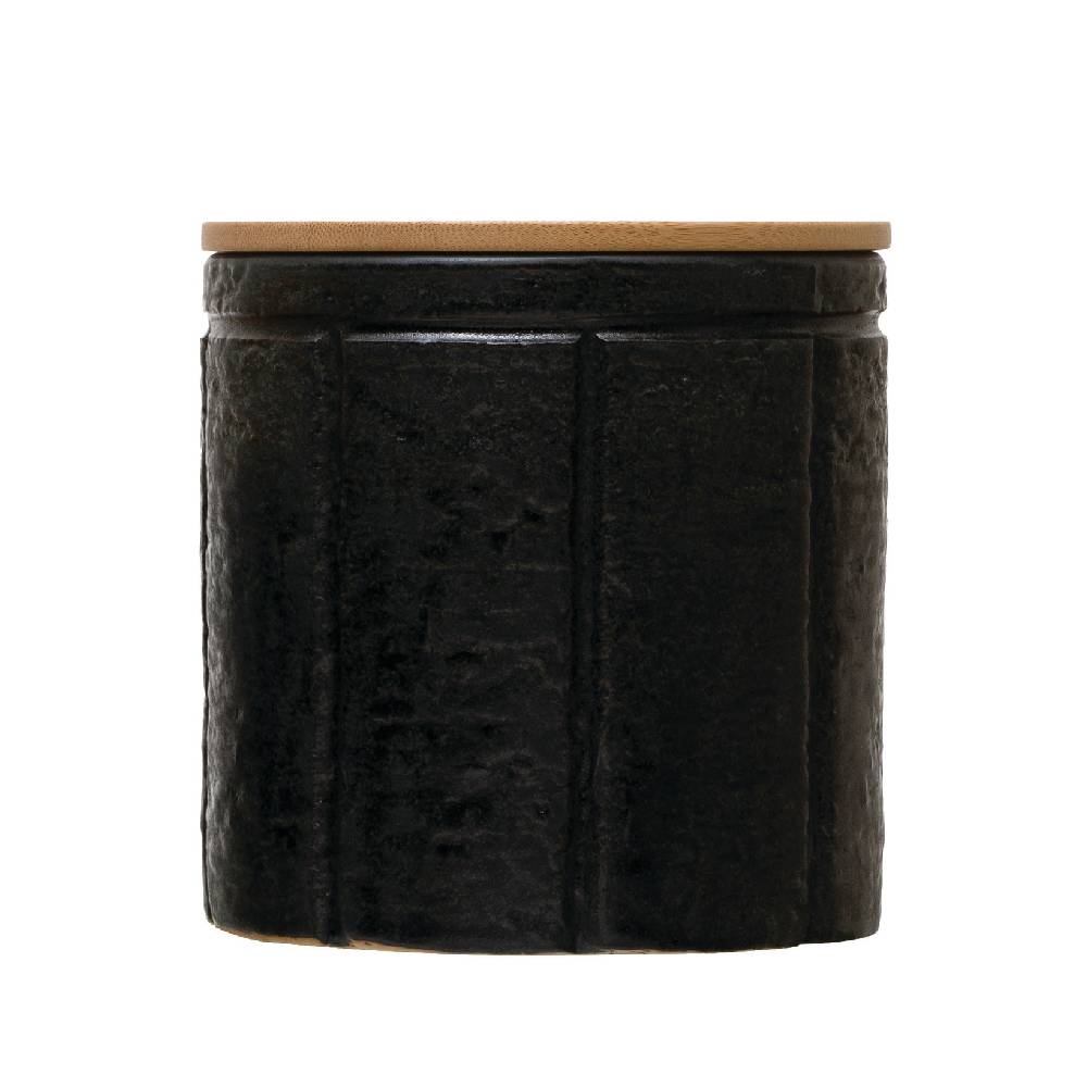 Black Stoneware Canister w/ Lid