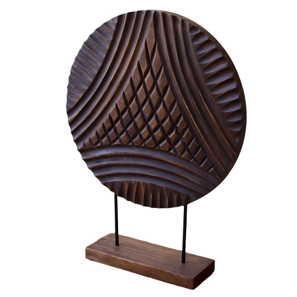 Kalalou Round Wooden Disc Table Top Decor