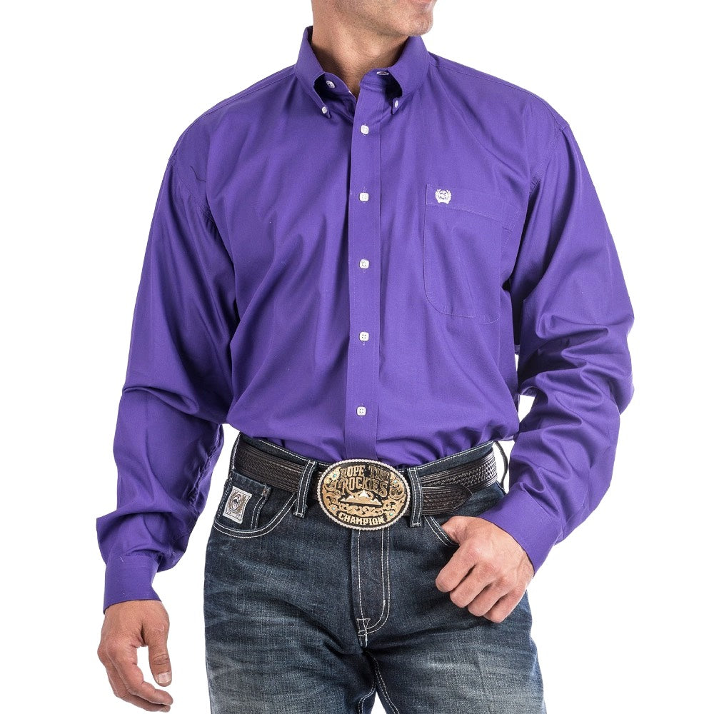 Cinch Men's Solid Purple Button Down