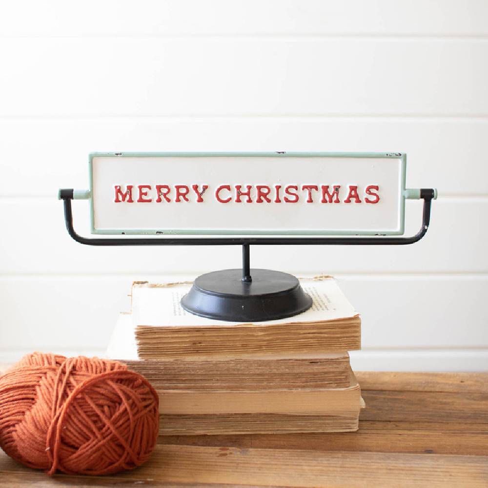 Merry Christmas & Happy New Year Enamel Flip Sign