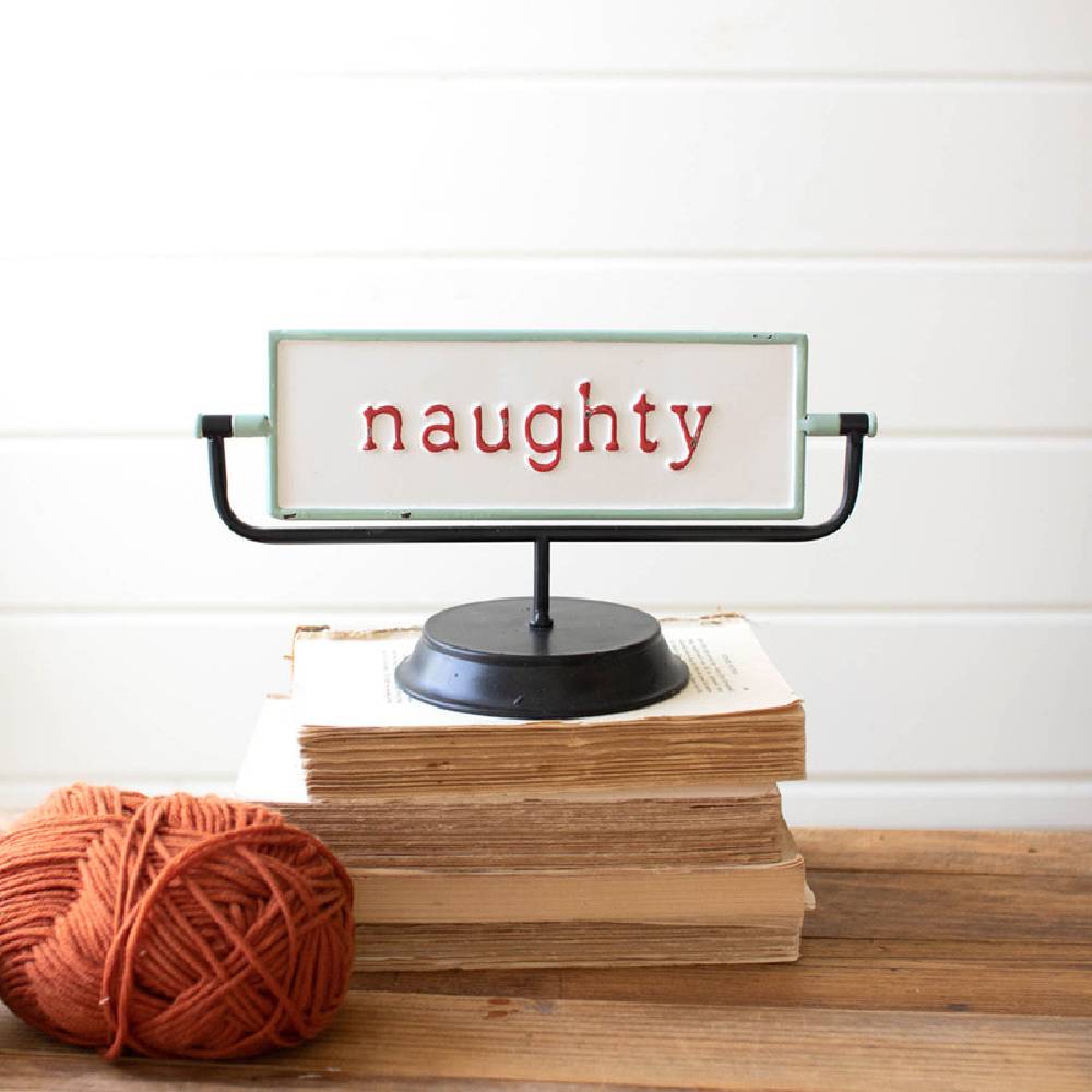 Naughty & Nice Enamel Flip Sign