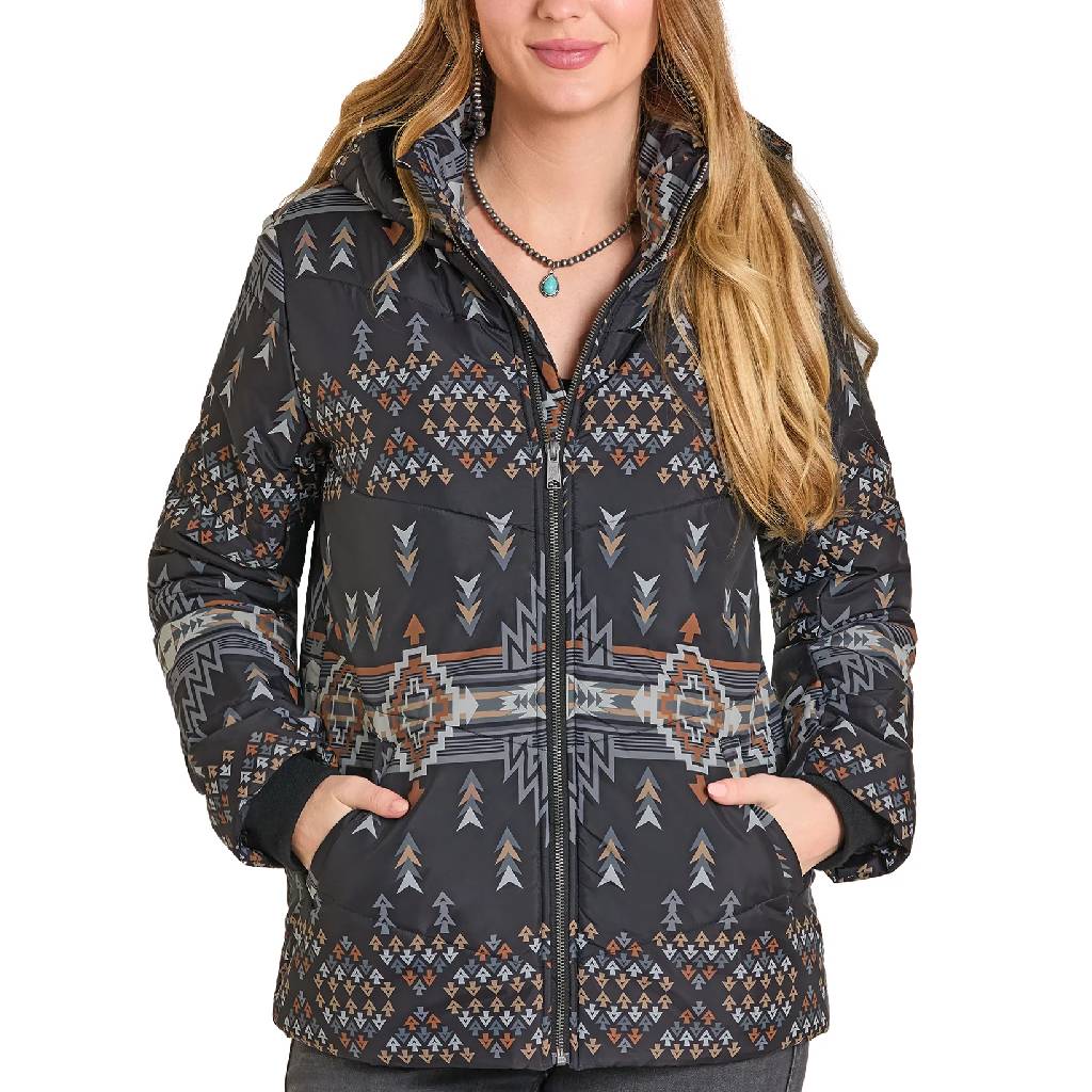 Panhandle Slim Women's Aztec Hooded Puffer Jacket