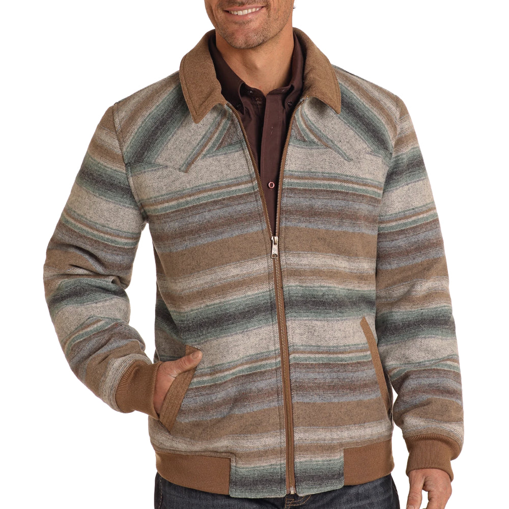 Powder River Men's Serape Stripe Wool Bomber Jacket  - FINAL SALE