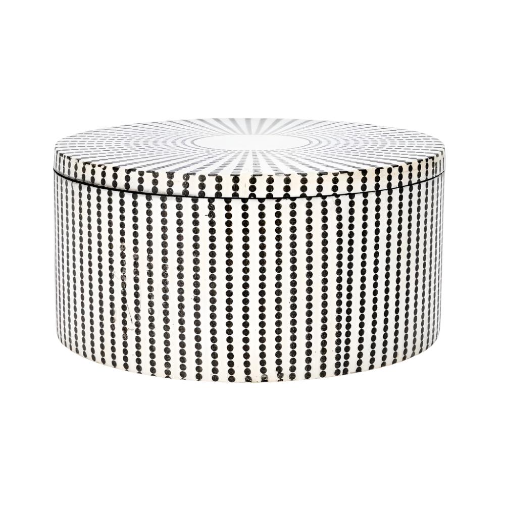Black Dot & Cream Round Resin Box