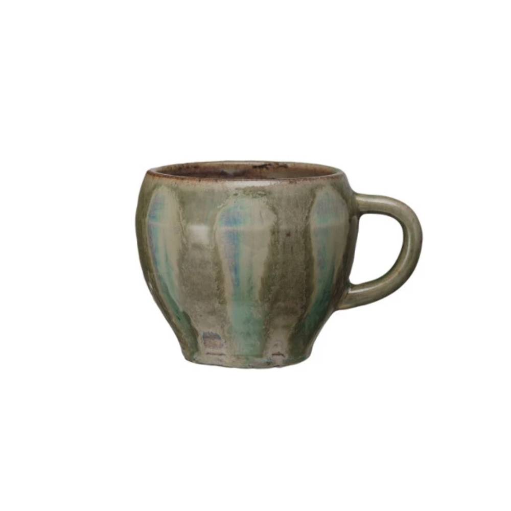 12 oz. Hand-Painted Stoneware Mug - Green