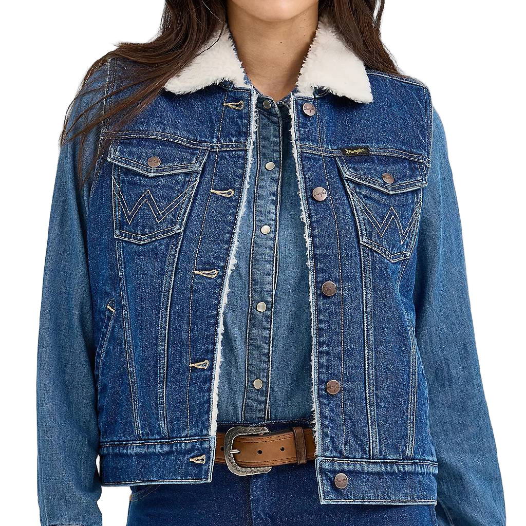 Wrangler Women's Sherpa Lined Denim Vest