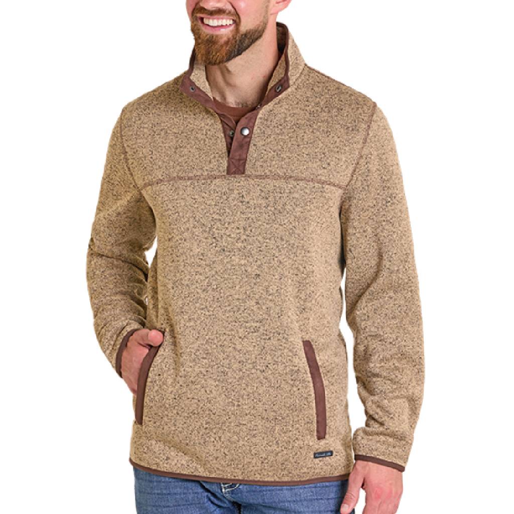 Panhandle Slim Men's Melange Henley Pullover - Tan