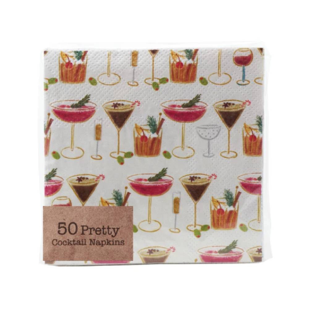 Paper Cocktail Napkins with Cocktail Pattern