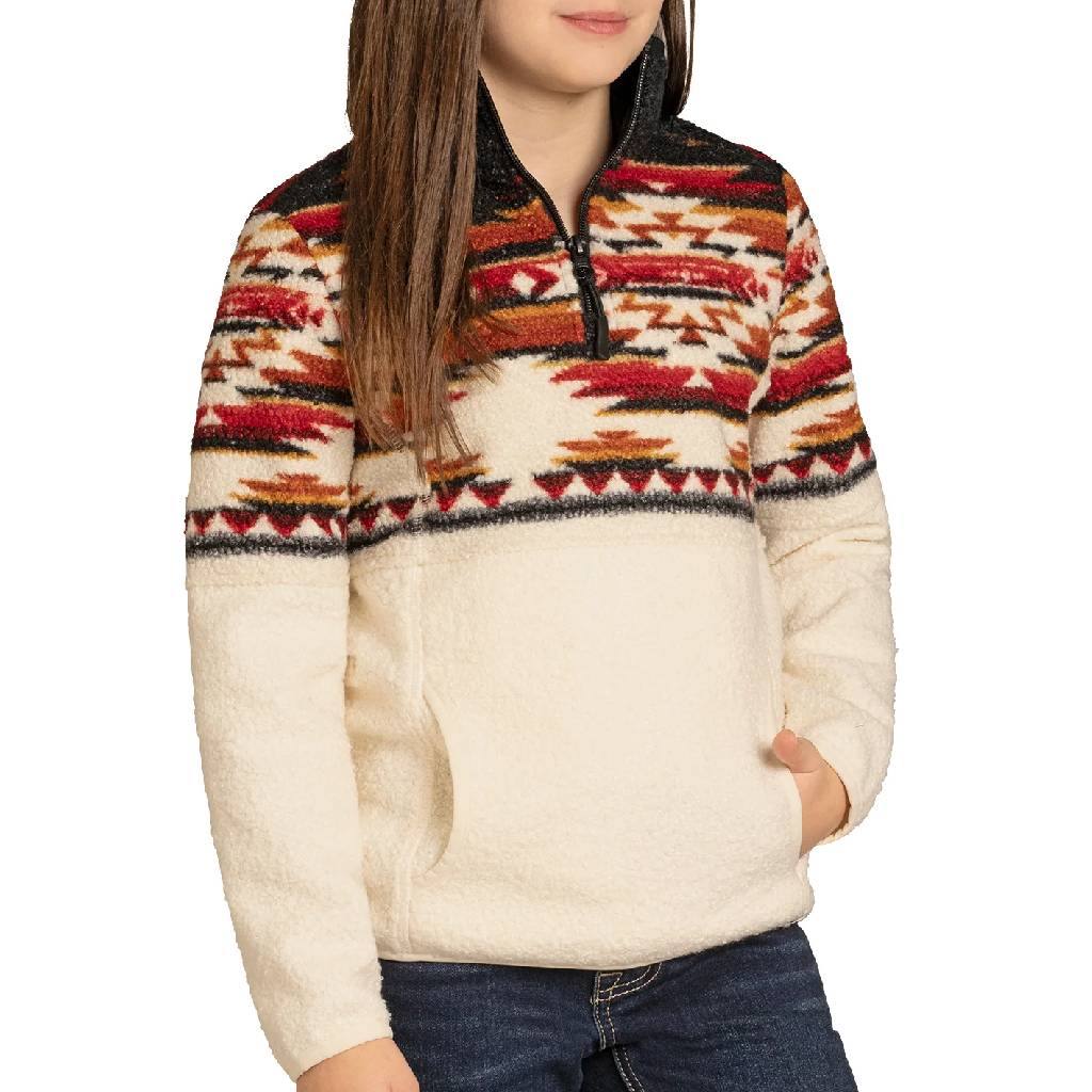 Panhandle Slim Girl's Aztec Border Berber Pullover