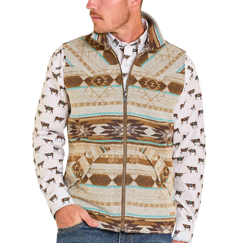Panhandle Slim Men's Jacquard Aztec Wool Vest
