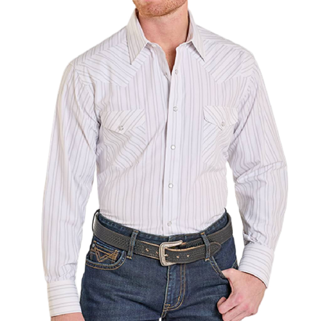 Panhandle Slim Men's Western Satin White Stripe Snap Shirt