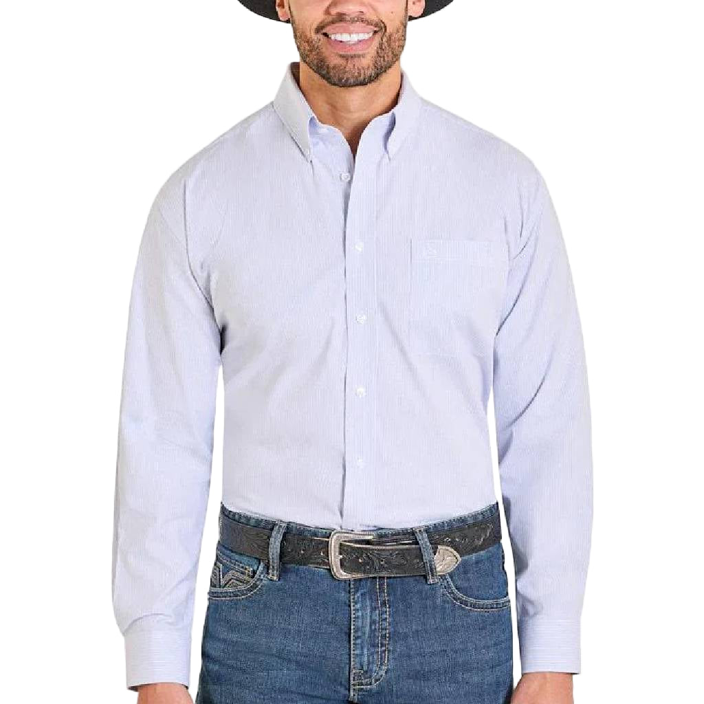 Panhandle Slim Men's Classic Fit Blue Stripe Button Down Shirt