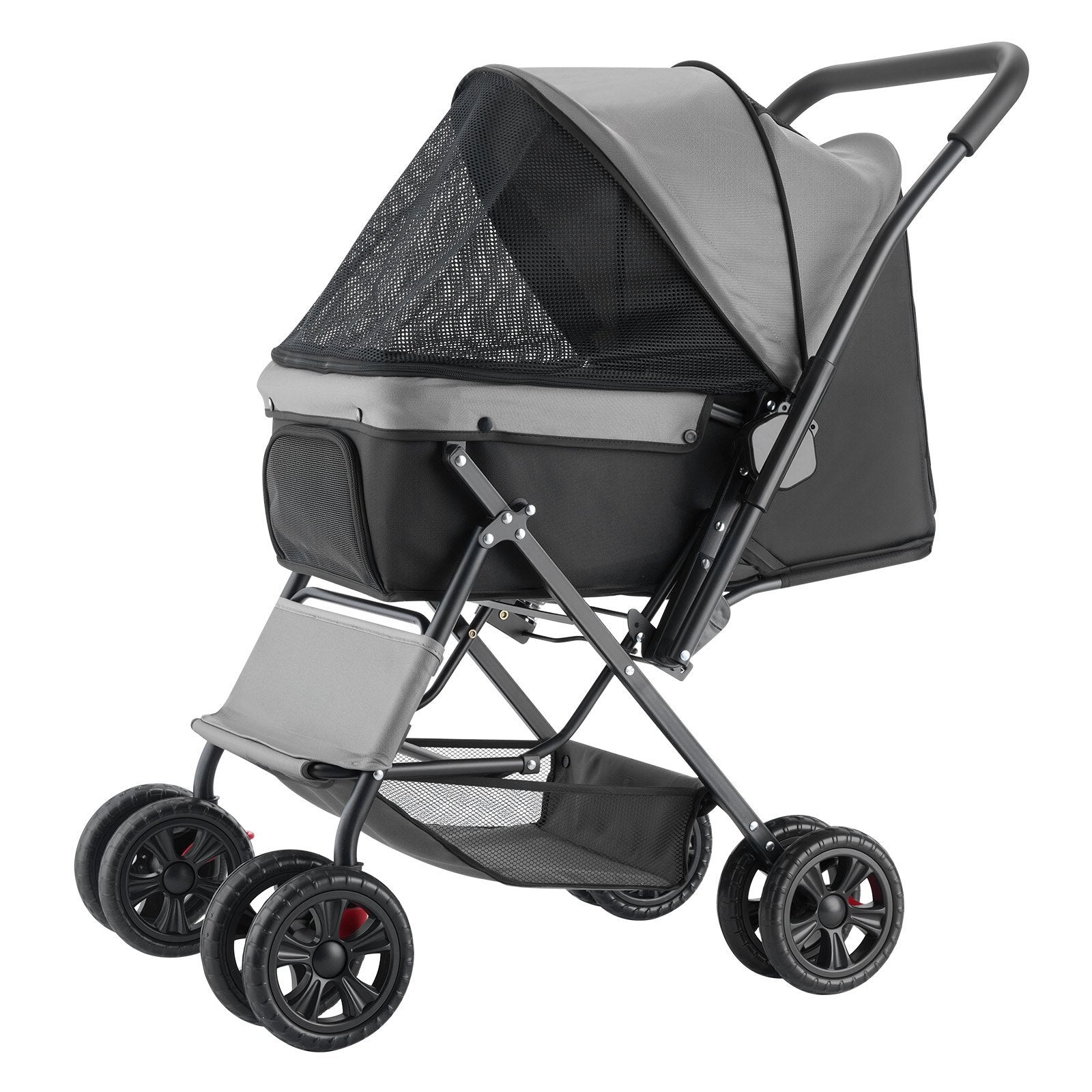 VEVOR Pet Stroller | 44 lbs Capacity Foldable 4-Wheel Dog & Cat Stroller with Mesh Windows, Reversible Handle & Brakes  Portable Pet Carrier Cart for Small to Medium Pets