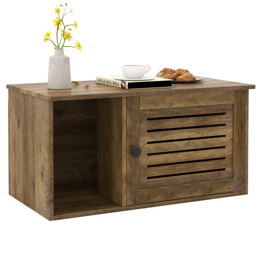 WhiskerHaven Oak Cat Litter Box Enclosure with Louvered Door & Open Storage Compartment  Timeless Farmhouse Style