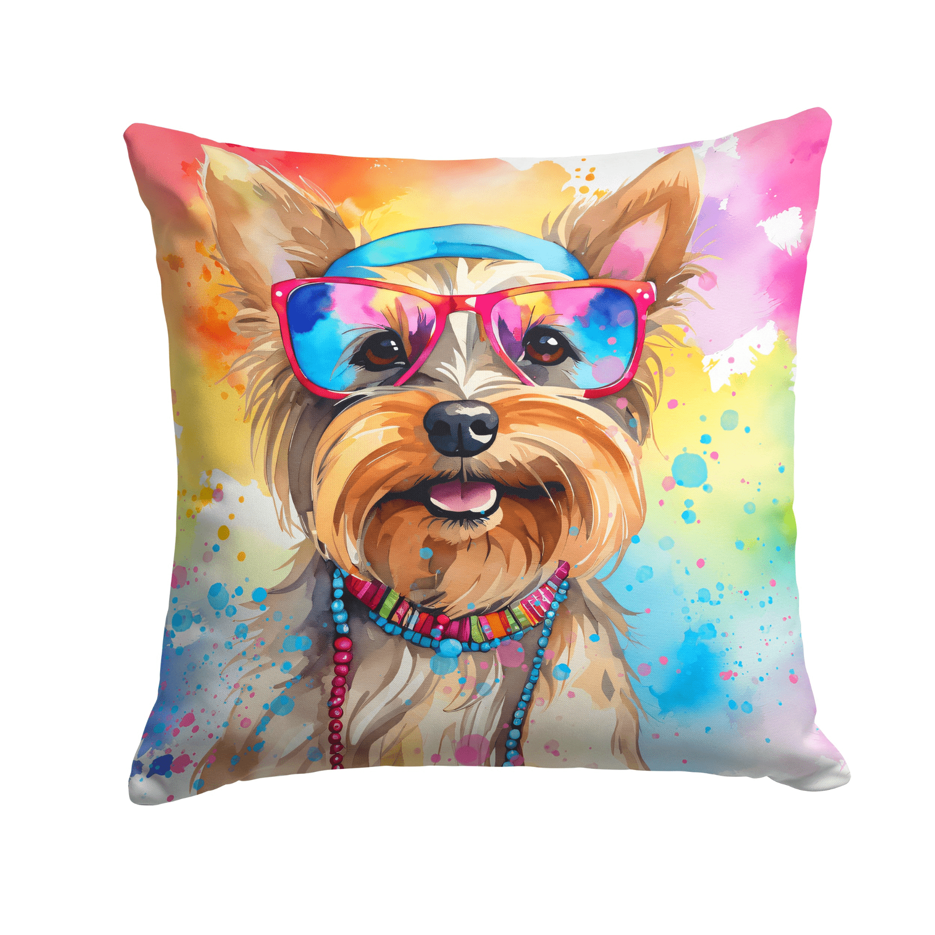 Yorkshire Terrier Hippie Dawg Throw Pillow