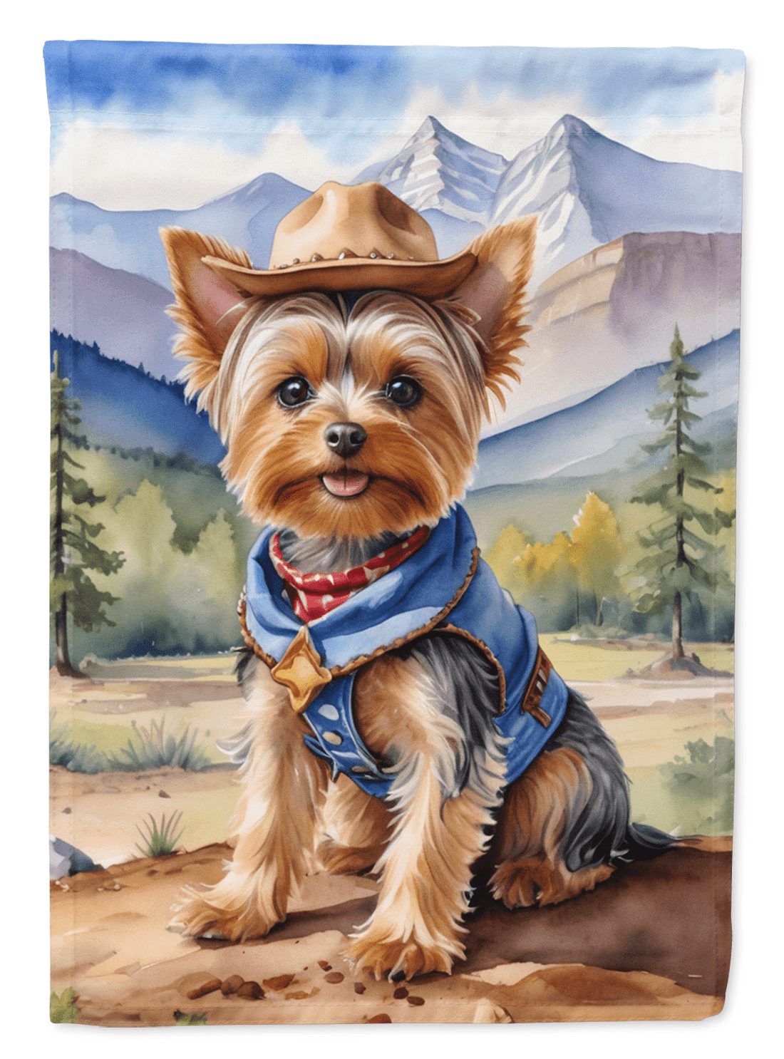Yorkshire Terrier Yorkie Cowboy Welcome Garden Flag
