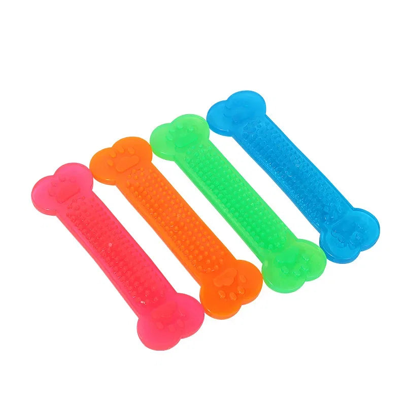 Color: Red, Hot Sale Pet Dog Chew Toys Rubber Bone Toy Aggressive Chewers Dog Toothbrush Doggy Puppy Dental Care For Dog Pet Accessories