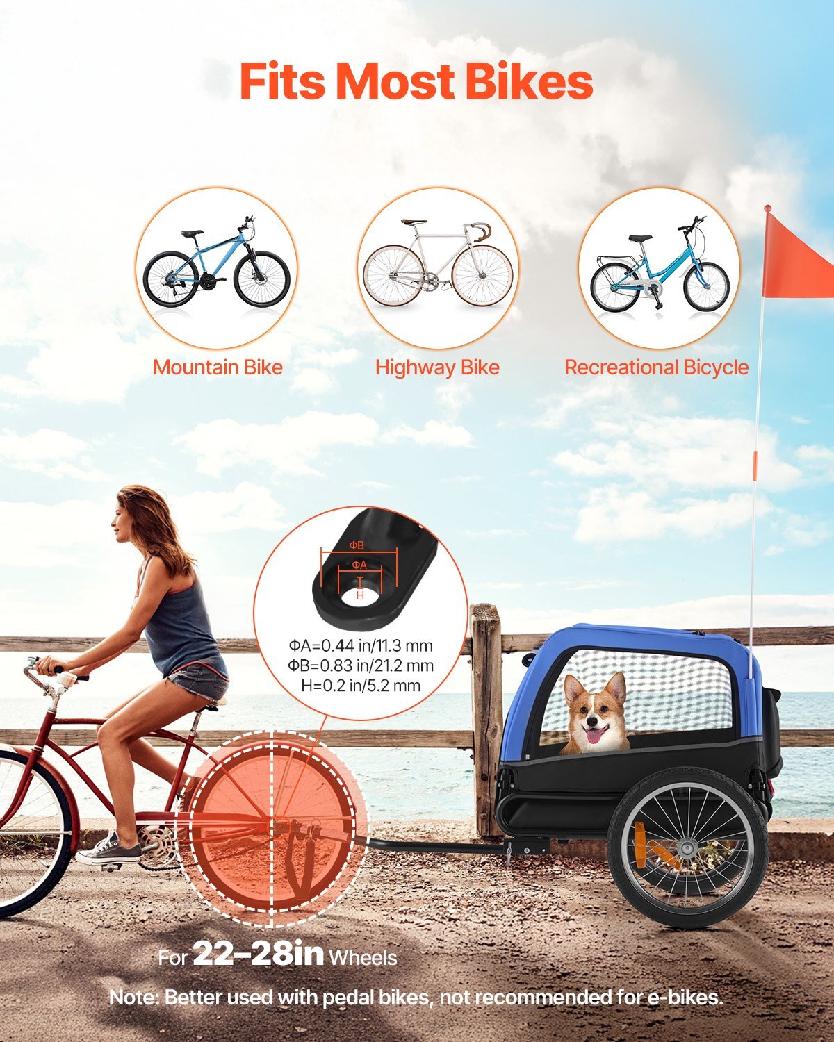 GlamourRide Dog Bike Trailer  66 lb Compact Adventure Edition