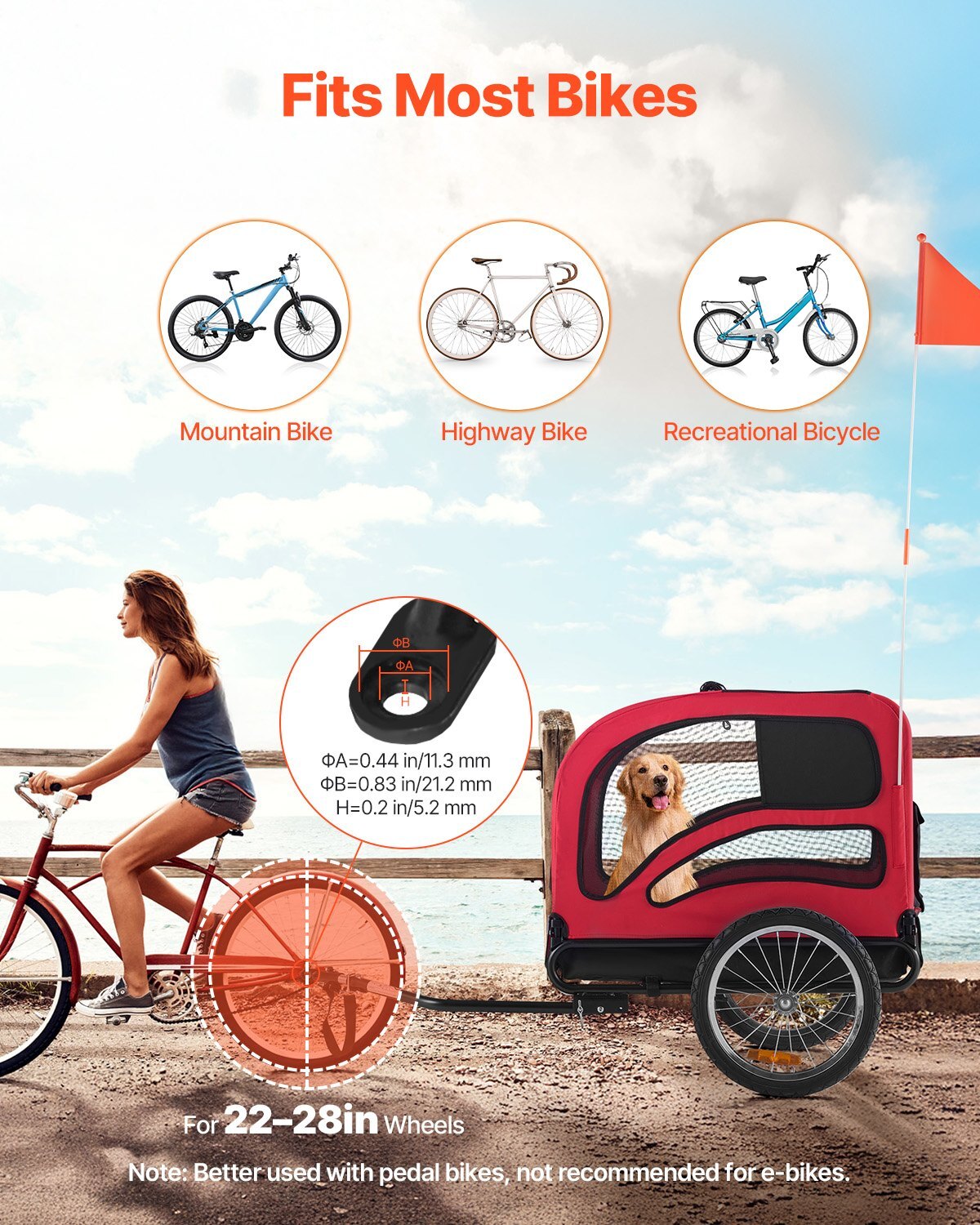 GlamourRide Dog Bike Trailer  Red Adventure Edition
