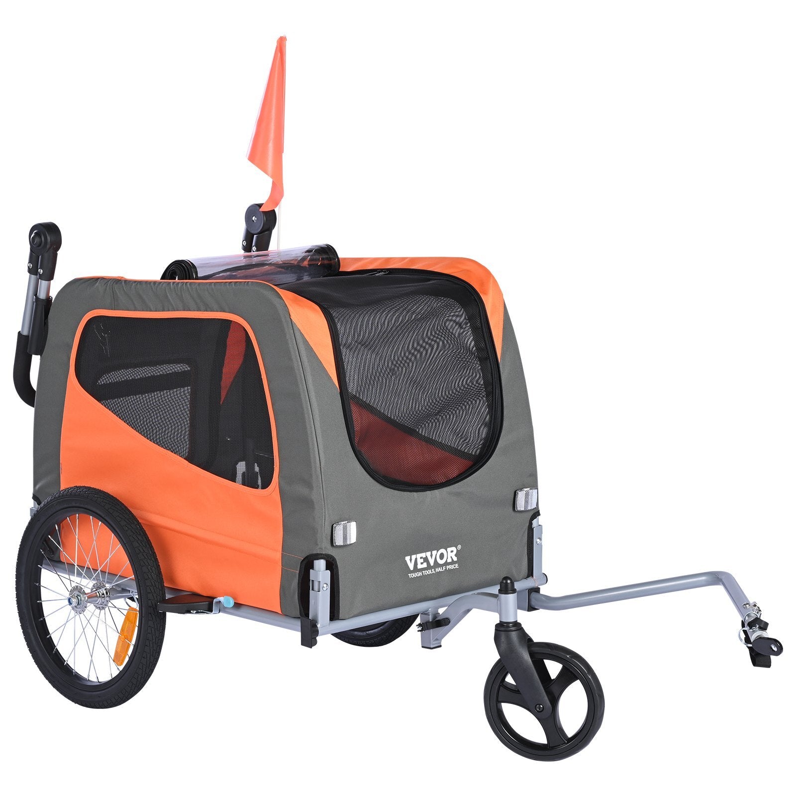 GlamourRide Duo 2-in-1 Dog Bike Trailer & Stroller  66 lb Adventure Edition (Orange & Gray)