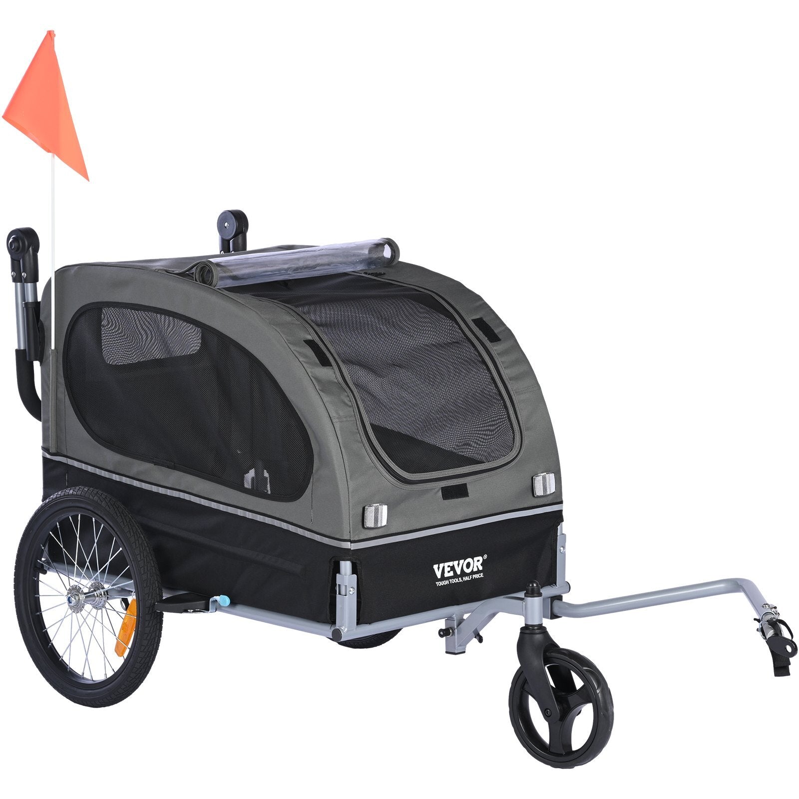 GlamourRide Elite 2-in-1 Dog Bike Trailer & Stroller  Adventure Carrier for Pets up to 88 lbs (Black/Gray)