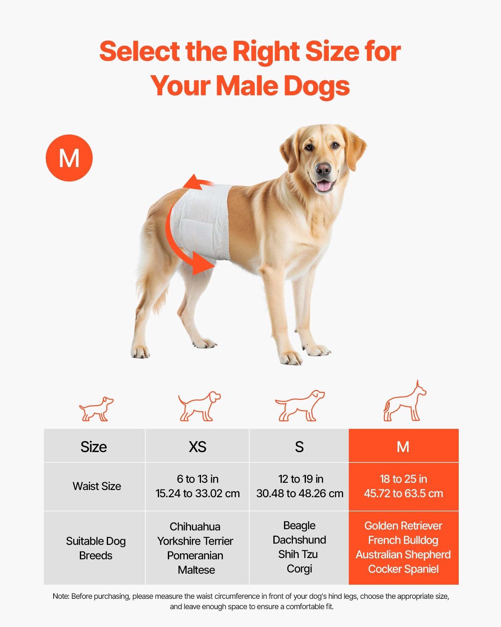 VEVOR Disposable Male Dog Diapers | Super Absorbent Belly Bands with 360 Leak-Proof Protection & Wetness Indicator  Size M, 96 Count (2 Packs of 48)