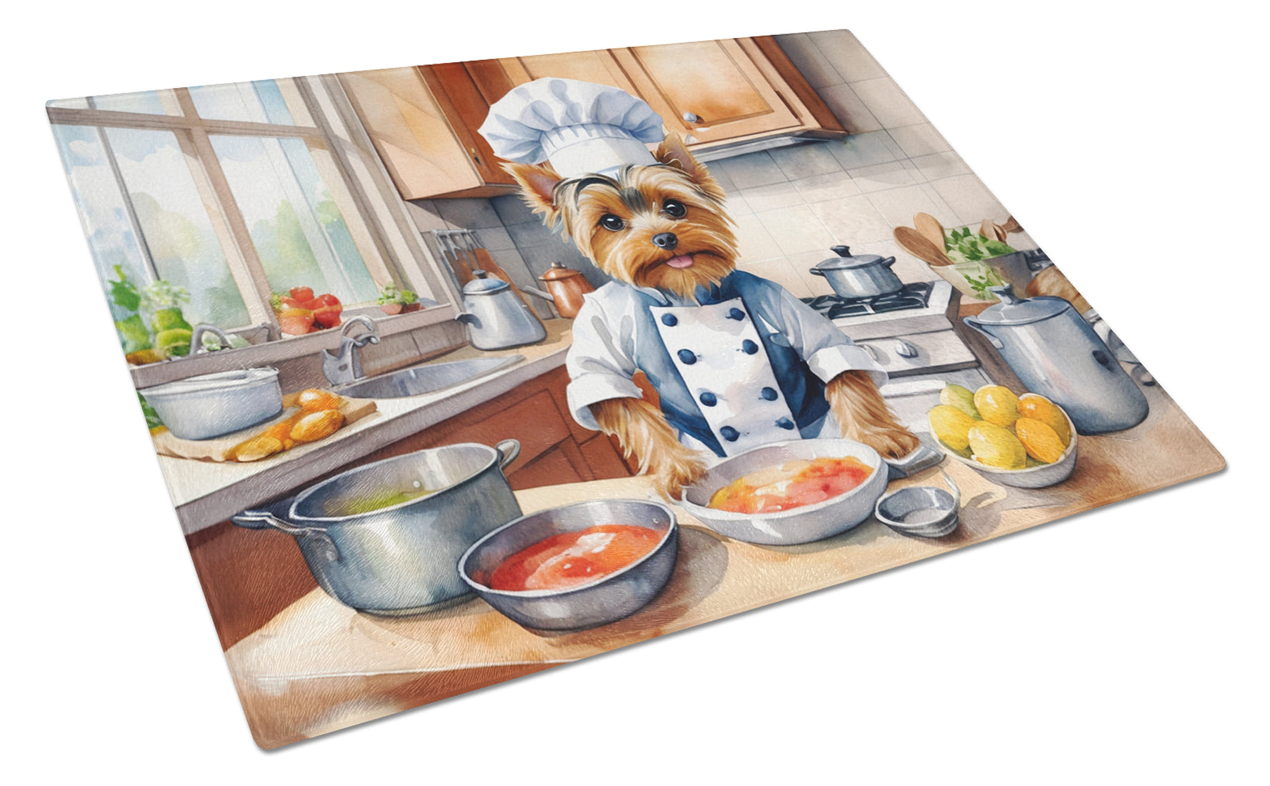 Yorkie Yorkshire Terrier The Chef Glass Cutting Board