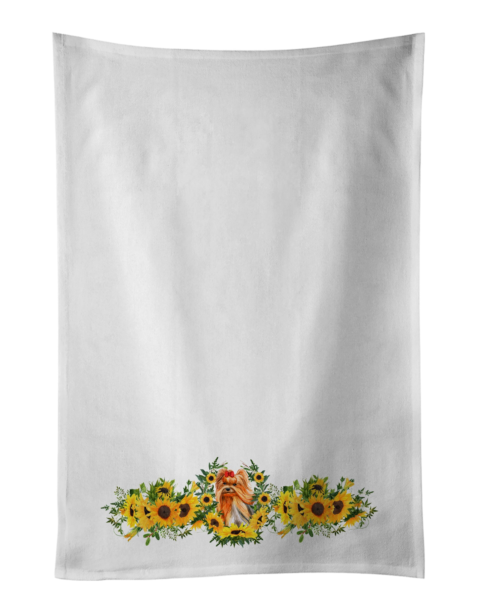 Yorkshire Terrier in Sunflowers Kitchen Towel Set of 2