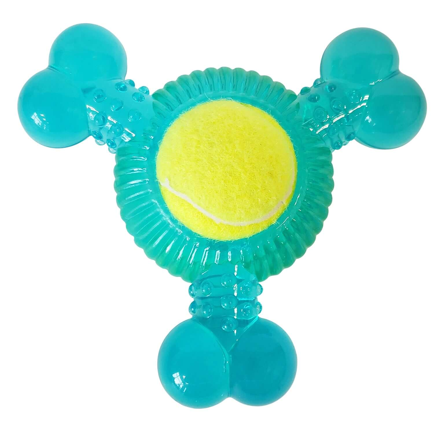 3-Bone TPR Chew Toy with Squeaker & Tennis Ball for Dogs  Durable, Safe & Perfect for Interactive Play