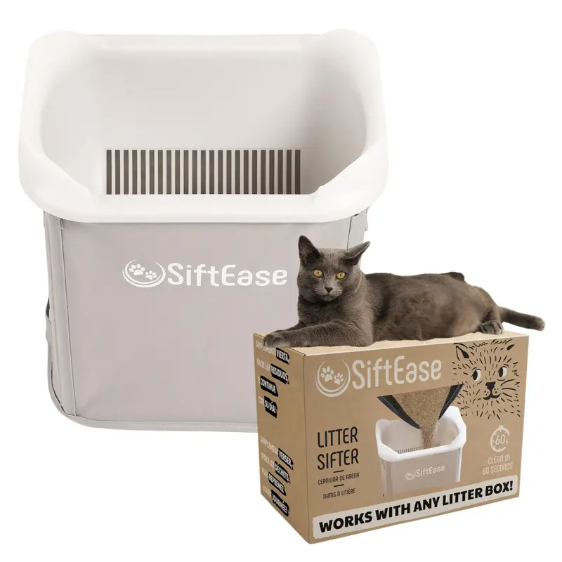 Cat Litter Sifter - Siftease Sifting Litter Box Cleaner, Fast & Easy Scoop Free Cleaning, Large Sift With Bin For Longer Lasting