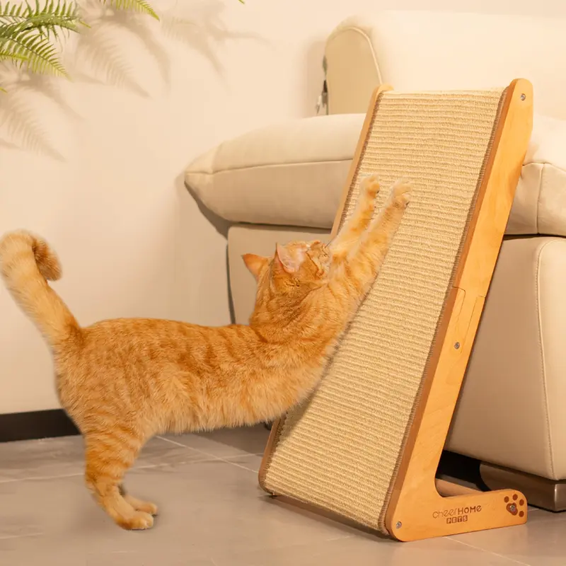Cheerhome Pets Sisal Cat Scratcher Ramp For Indoor Cats, 24.8'' L Shape Scratching Post Climbing Vertical Cat Scratch Pad, Solid