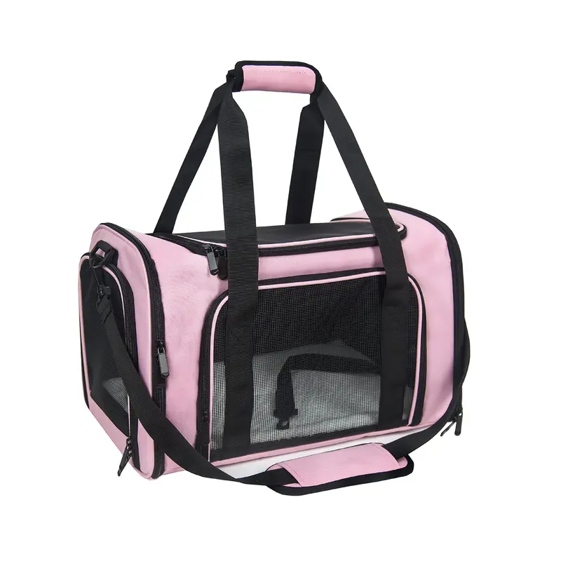 Nextfri Soft Sided Carrier For Small Medium Cats Dogs,Tsa Airline Approved Collapsible Travel Pet Carrier Medium Pink