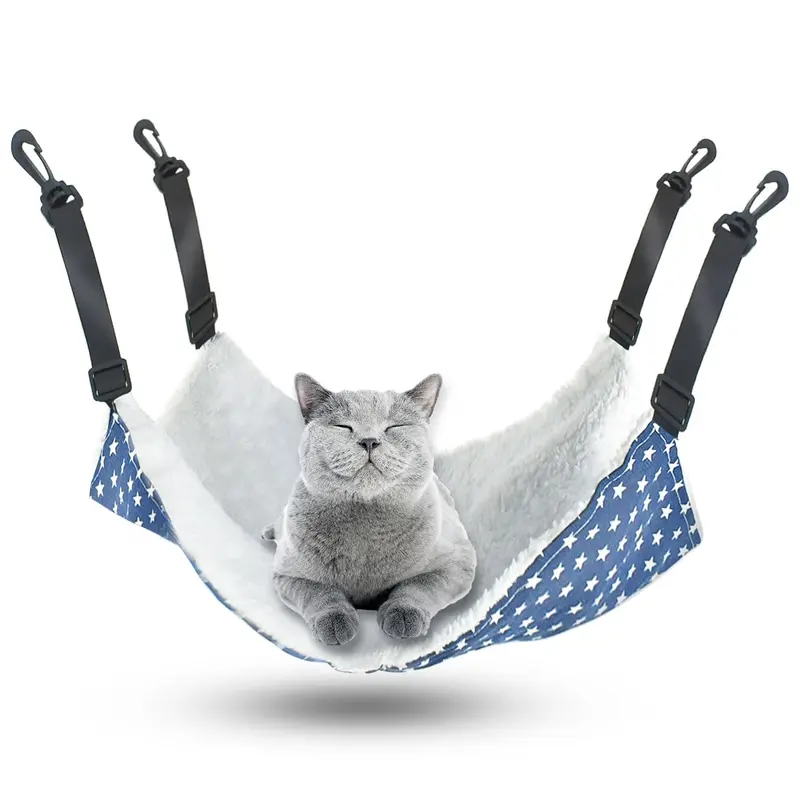 Pet Hammock For Cage Reversible Cat Hanging Hammock Soft Hanging Bed For Ferret Kitten Puppy Cats Small Dogs Rabbits Small Anima