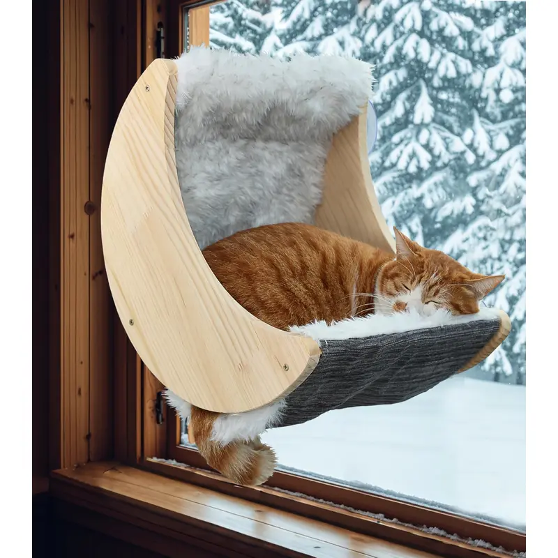 Window Cat Beds With Ultra Plush Hammock, Moon Shelves Mounted With Strong Suction Cups, Cat Window Seat For Overlooking And Sun