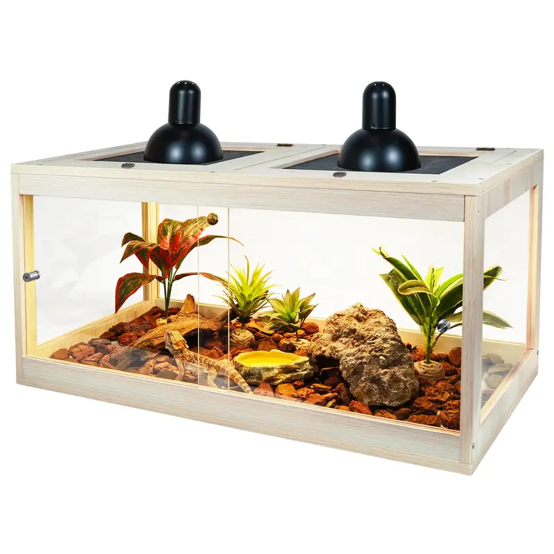 Prolee Bearded Dragon Tank 37 Gallon, Lizard Tank, Reptile Tank With Metal Mesh Roof Door, Snake Tank With Lock Design, 32'' Lon