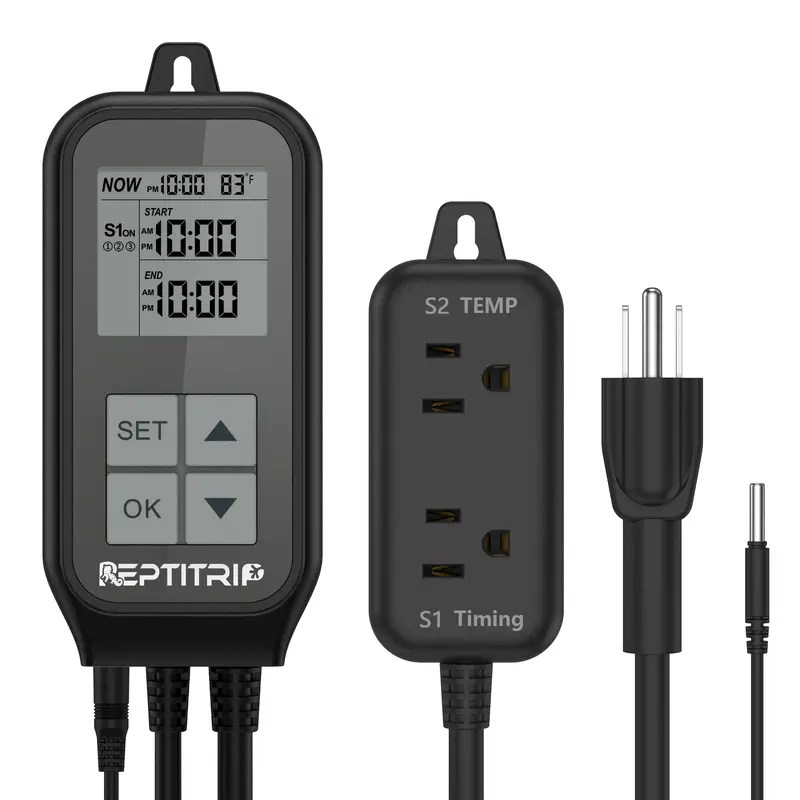 Reptitrip Reptile Thermostat, Reptile Light Timer For Temperature And Lighting Control, Day-Night Timer Thermostat With Reptile