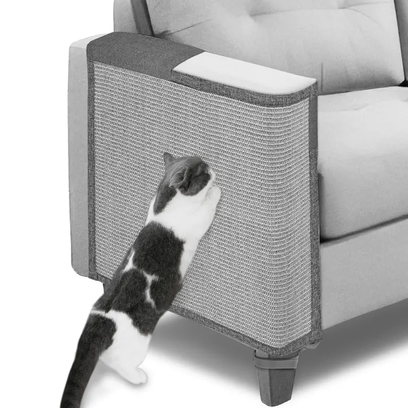 Oroonoko Cat Scratch Couch Protector,23.6L*19.6Winch Furniture Protector Pad,Cat Sofa Arm Sheild With Grey Natural Sisal For Pro