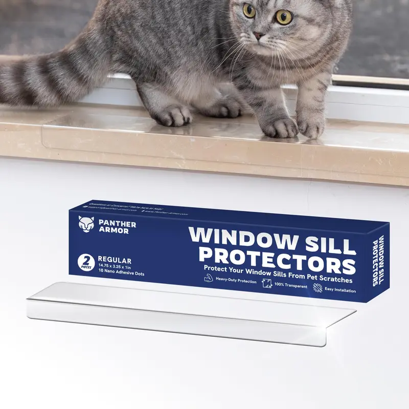 Panther Armor Regular Window Sill Protector For Pets - Scratch-Resistant, Durable & Transparent - Easy Peel & Stick Installation