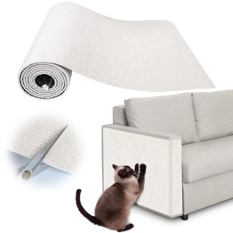 Inchoco Cat Scratch Furniture Protector - 100'' X 15.8'' Trimmable Self-Adhesive Cat Claws Scratching Pads, Diy Climbing Couch P