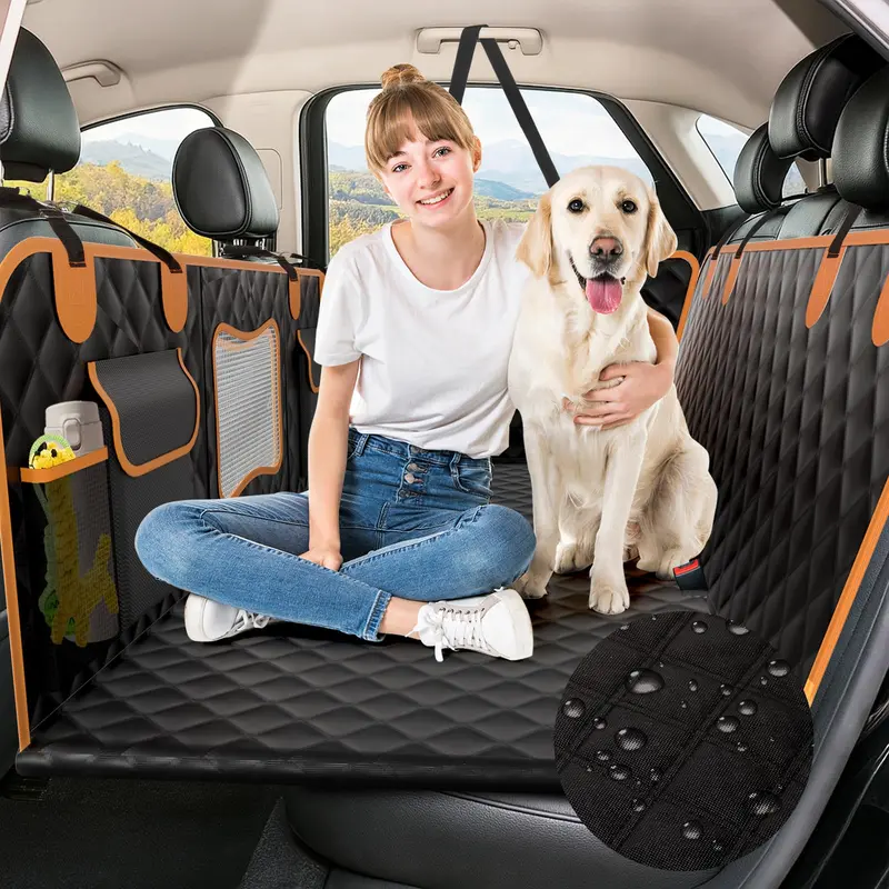 Chioratree Back Seat Extender for Dogs,Hard Bottom,Waterproof Dog Car Seat Cover for Back Seat Holds 450 lbs - Detachable, Scrat