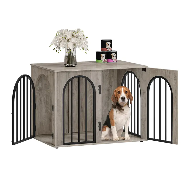Hzuaneri 31.5 Wooden Dog Crate Furniture, Indoor Dog Kennel Dogs Cage for Small/Medium Dogs, Heavy Duty Dog Crates Decorative